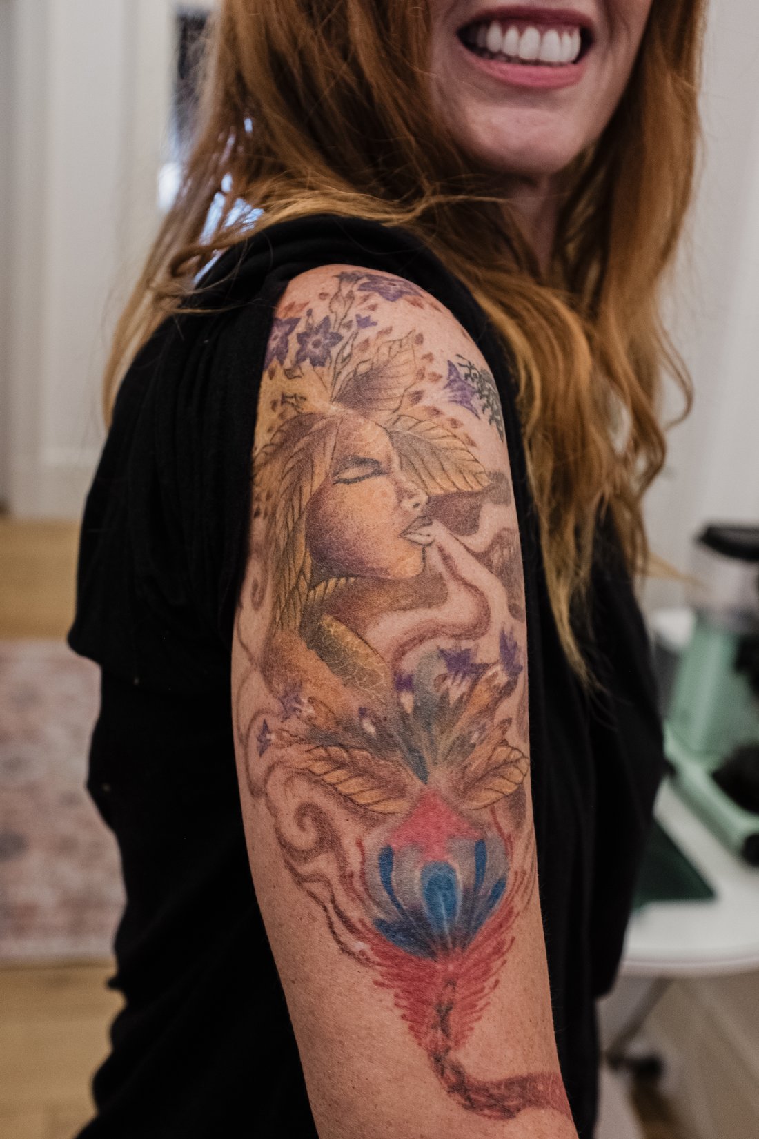 Catriona Wallace&rsquo;s Mapachita tattoo, the feminine tobacco spirit